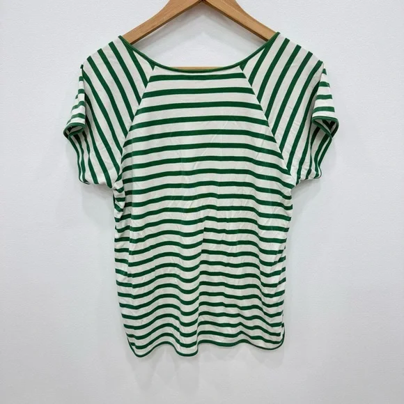 Lake Anchor Striped Pima Cotton Pajama Top Only Classic Cream Green Stripe Sz M - Picture 3 of 5
